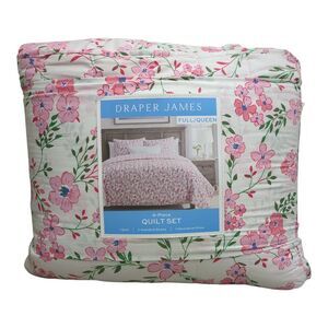 Draper James 4-Piece Reversible Cotton/Polyester Quilt Set, Full/Queen - Pink